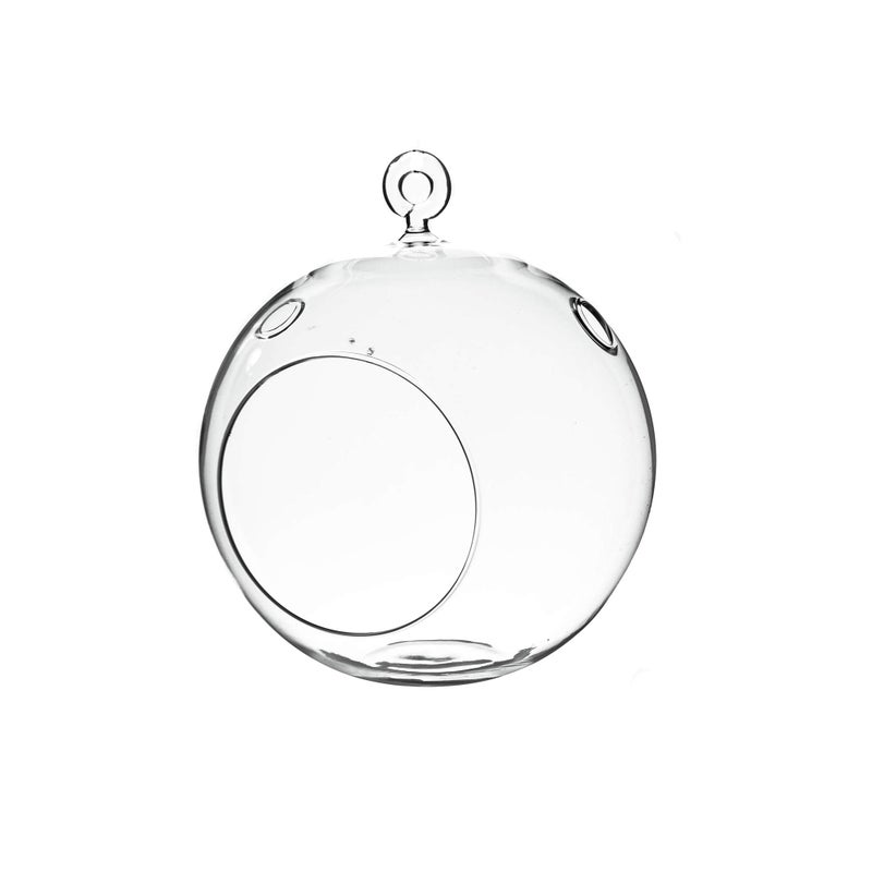 WGVI WGV Hanging Terrarium Globe, Width 6", Height 6.5", DIY Air Succulent Planter, Clear Glass Vase Orb with Flat Bottom, Candle Holder for Windowsill Outdoor Garden Decor, 1 Piece - Image 1